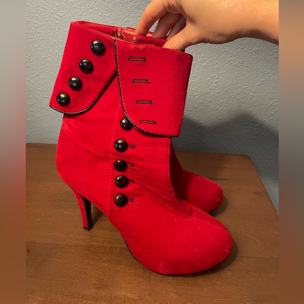 Crape Myrtle Red Ankle Boots